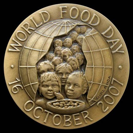 FAO - World food day 2007 - Diritto all'alimentazione - medaglia coniata 50 mm